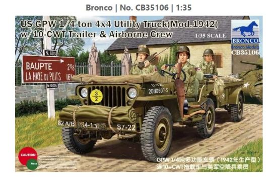 Picture of US GPW 1/4 ton 4/4 Utility Track(Mod.1942) w/10-CWT Trailer & Airborne Crew