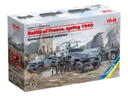 Picture of Battle of France, spring 1940. Germany combat vehicles (Sd.Kfz.251/1 Ausf.A, Sd.Kfz.251/6 Ausf.A, le.gl.Einheitz-Pkw Kfz.2, Germany Drivers (1939-1945))